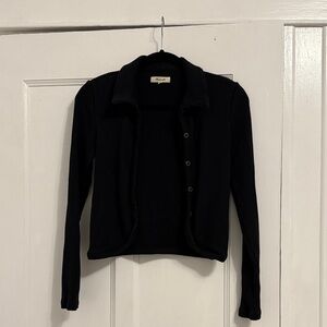 Madewell Black Ribbed cardigan sweater